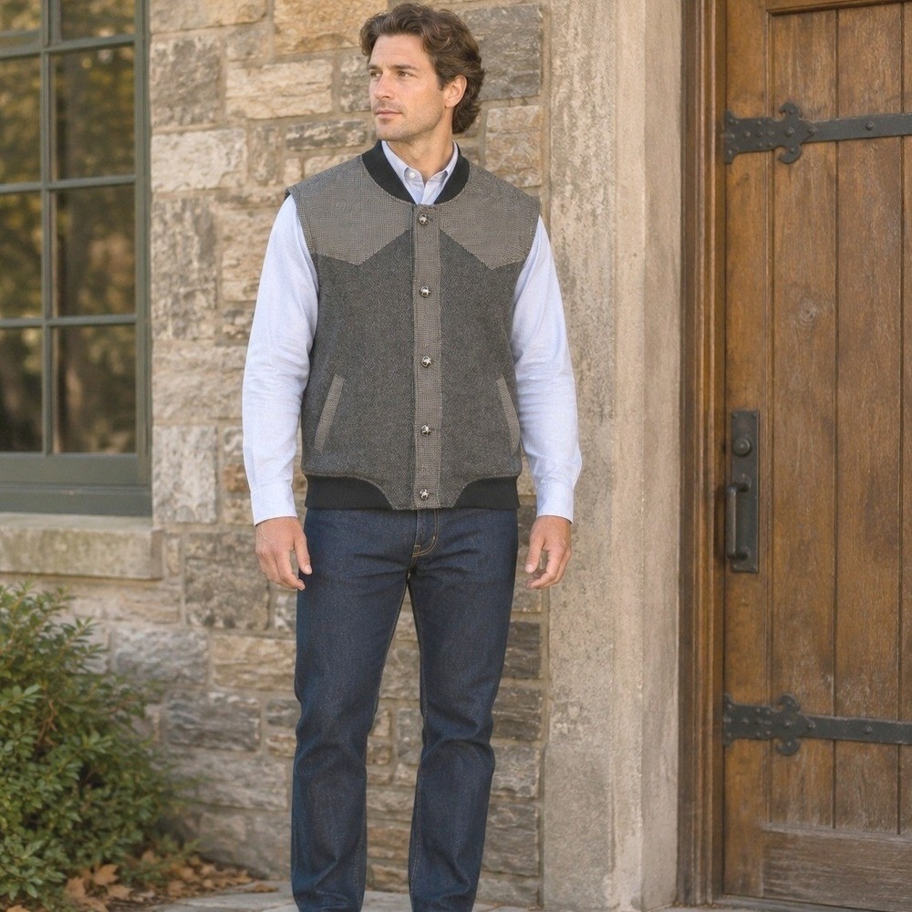 1901 Mens Wool Blend Vest Jacket Small Heritage Academia Preppy Workwear Bomber